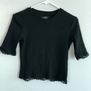 NWT! Black Ribbed Crop Top